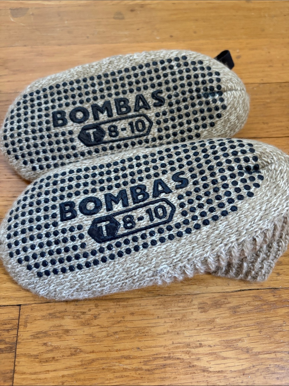 Bombas Beige and Black Gripper Slipper Socks